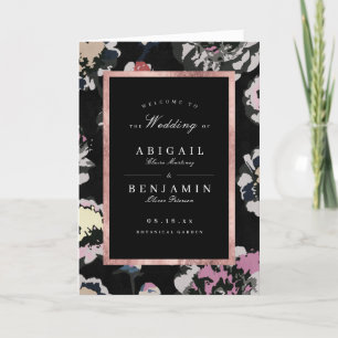 Modern classic black abstract floral wedding programme