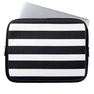 Modern Classic Black And White Striped Cool Chic Laptop Sleeve
