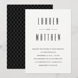 Modern Classic Black and White Wedding Invitation