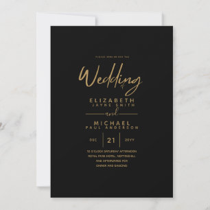 Modern Classic Black Gold Budget Wedding Invites