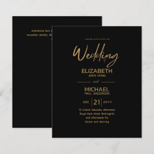 Modern Classic Black Gold Budget Wedding Invites