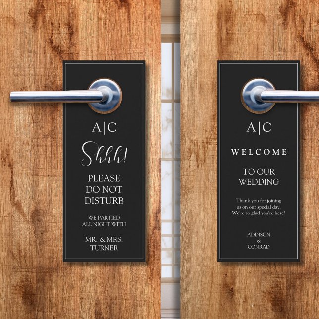 Modern Classic Black Monogram Wedding Door Hanger (Creator Uploaded)
