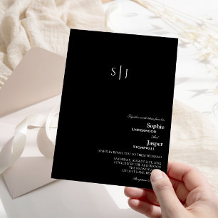 Modern Classic Black Monogram Wedding Invitation