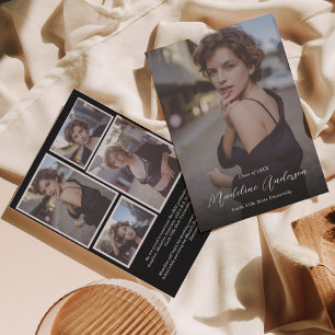 Modern Classic Black Photo Collage Graduation Announcement