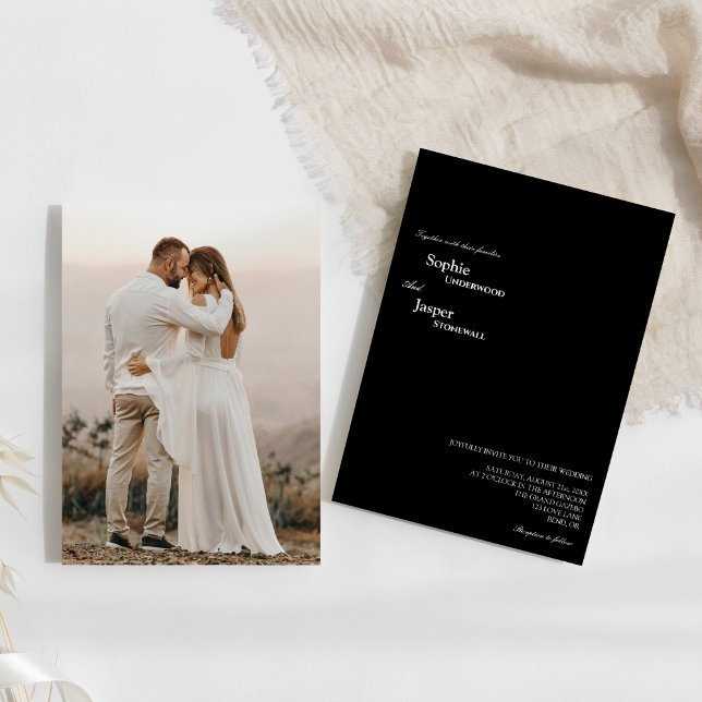 Modern Classic Black Photo Wedding Invitation (Creator Uploaded)