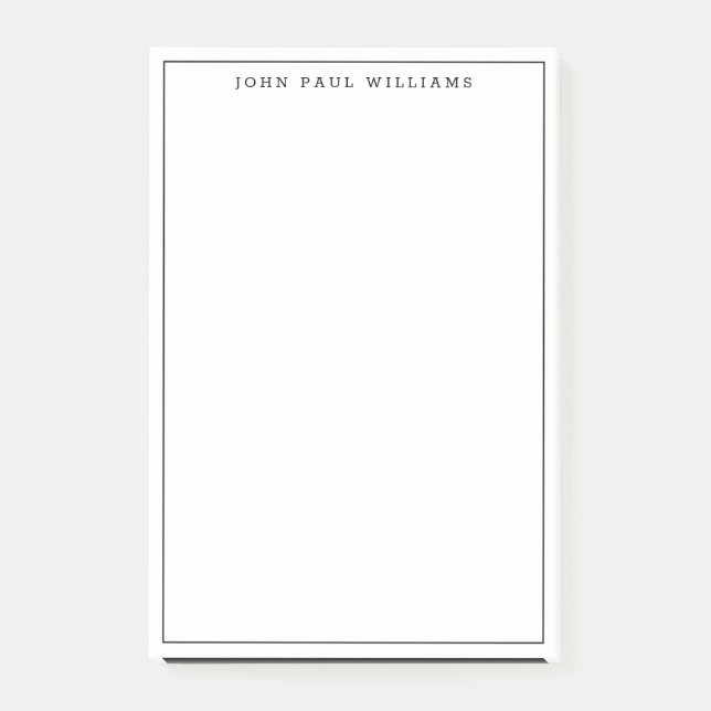 Modern Classic Black Professional Thin Border Line Post-it Notes (Front)