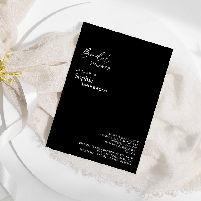 Modern Classic Black Wedding Bridal Shower Invitation (Creator Uploaded)