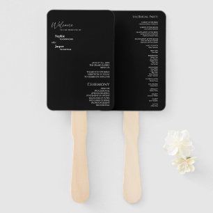 Modern Classic Black Wedding Program Fan
