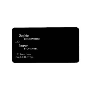 Modern Classic Black Wedding Return Address Label