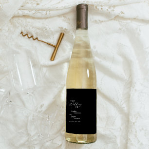 Modern Classic Black Wedding Wine Label
