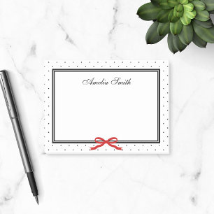 Modern Classic Black White Polka Dot Red Ribbon Post-it Notes