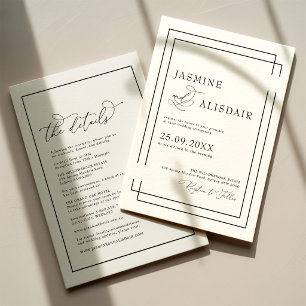 Modern Classic Black & White Wedding Invitation