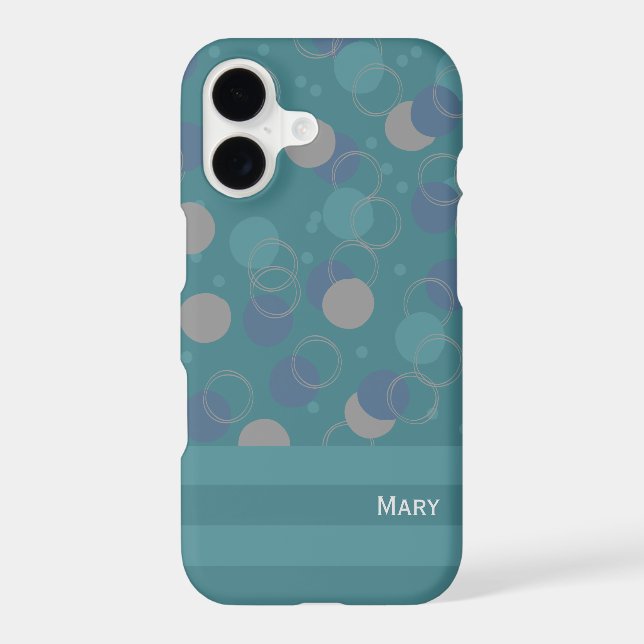 Modern Classic Blue Circles Pattern First Name (Back)