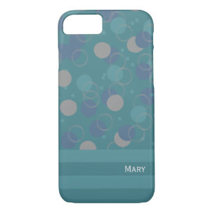 Modern Classic Blue Circles Pattern First Name iPhone 8/7 Case