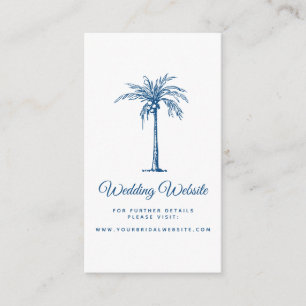 Modern Classic Blue Palm Beach Wedding Website Enclosure Card