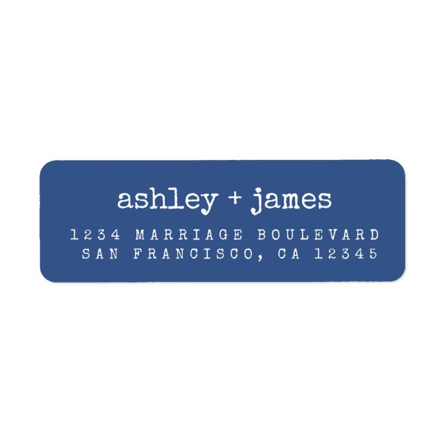 Modern Classic Blue Wedding Return Address (Front)
