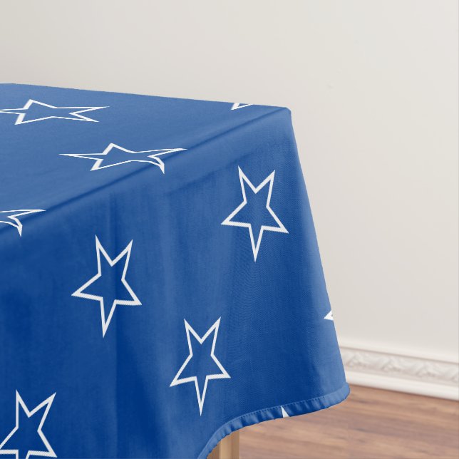 Modern classic blue & white stars pattern  tablecloth (In Situ)