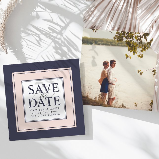 Modern Classic | Blush and Navy Save the Date (Creator Uploaded)