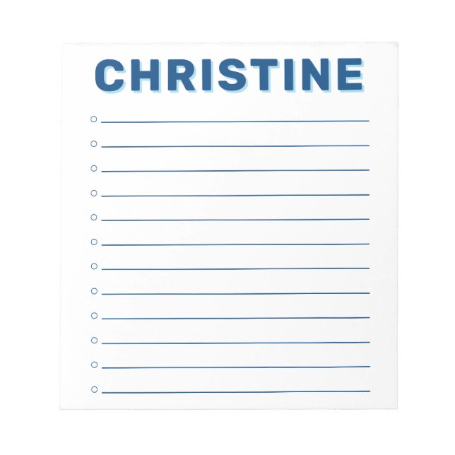 Modern Classic Bold Navy Blue Kids Teacher Boy Notepad (Front)