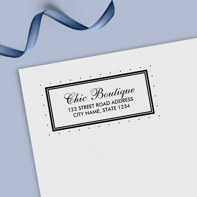 Modern Classic Border Polka Dot Business Address Self-inking Stamp (Creator Uploaded)