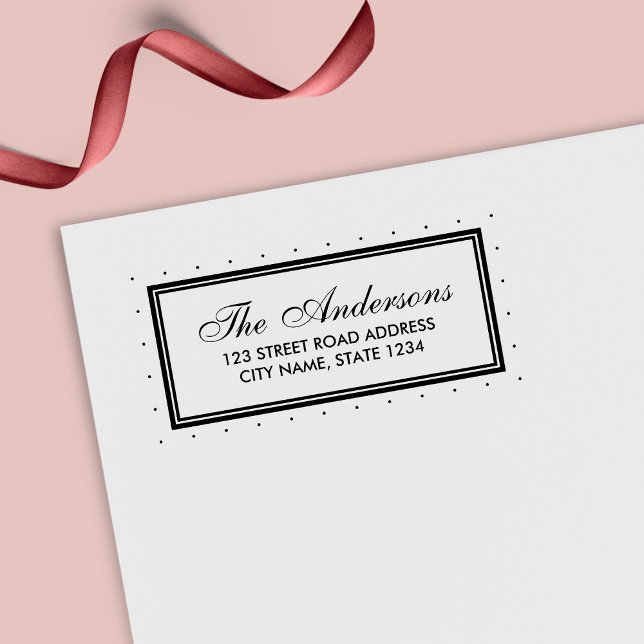 Modern Classic Border Polka Dot Family Address Self-inking Stamp (Creator Uploaded)