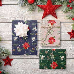 Modern Classic Botanical Greenery Berry Christmas Wrapping Paper Sheet