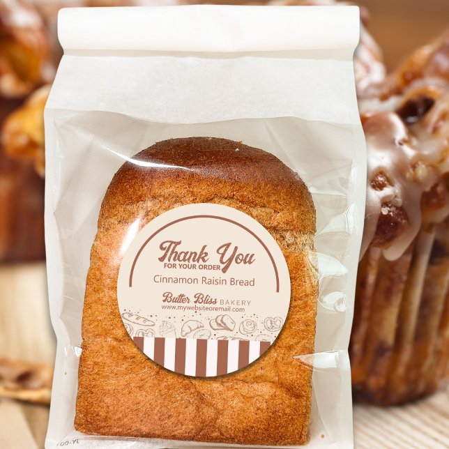 Modern Classic Brown Beige Bakery Shop  Round Sticker (Creator Uploaded)
