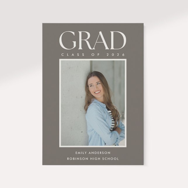 Modern Classic Brown Graduation Photo Announcement (Creator Uploaded)