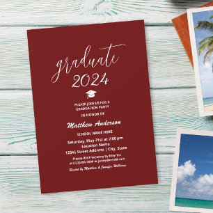 Modern Classic Burgundy Graduate 2024 Graduation Invitation