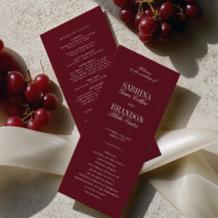 Modern Classic Burgundy Wedding Ceremony Program