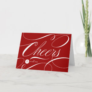 Modern Classic Cheers Calligraphy Elegant Business Holiday Card