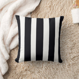 Modern Classic Chic Black And White Striped Cushion