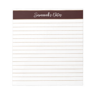 Modern Classic Chocolate Brown Script Personalised Notepad