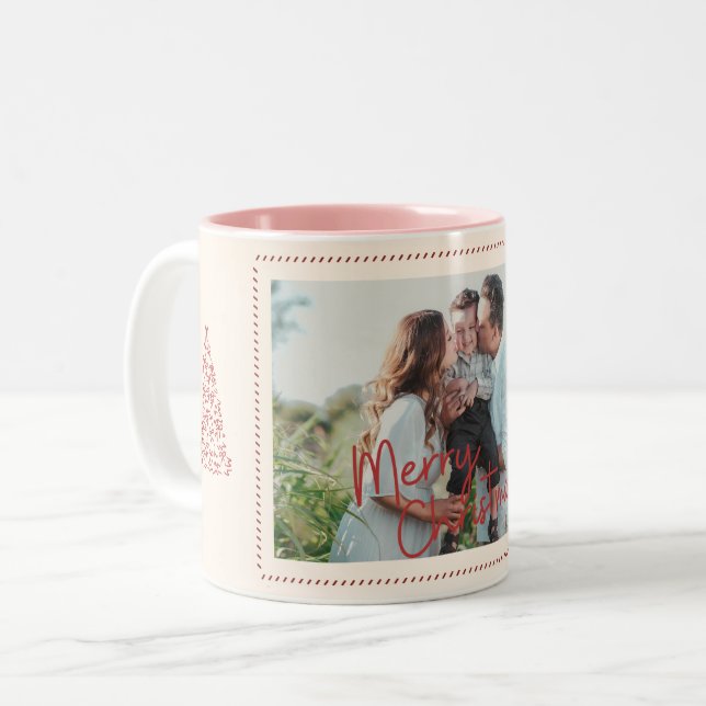 Modern Classic Christmas Photo Elegant Two-Tone Coffee Mug (Front Left)
