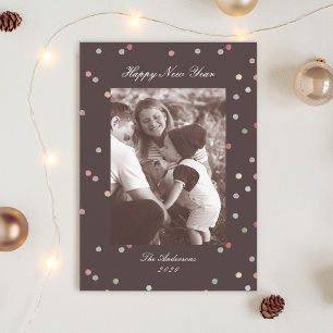 Modern Classic Colourful Confetti New Years Photo Holiday Card