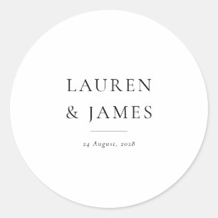 Modern Classic Couple Wedding Favor Sticker