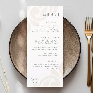 Modern Classic Damask Chic Elegant Typography Sage Menu