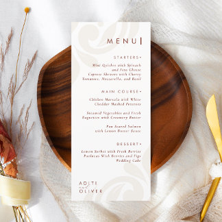 Modern Classic Damask Rustic Typography Terracotta Menu