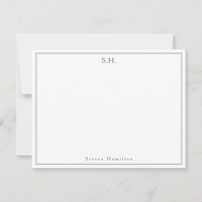Modern Classic Dark Grey Monogram Name Minimalist Card (Front)