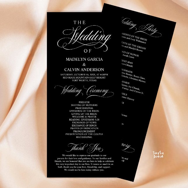 Modern Classic Elegance, Wedding Ceremony Programme (Modern Classic Elegance, Wedding Ceremony Program in Black and white)