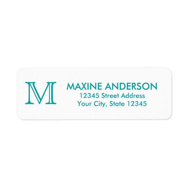 Modern Classic Elegant Chic Teal Green Monogram (Front)