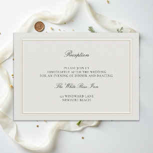 Modern Classic Elegant Ecru Wedding Reception Enclosure Card