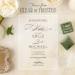 Modern Classic Elegant Script Wedding Acrylic Invitations