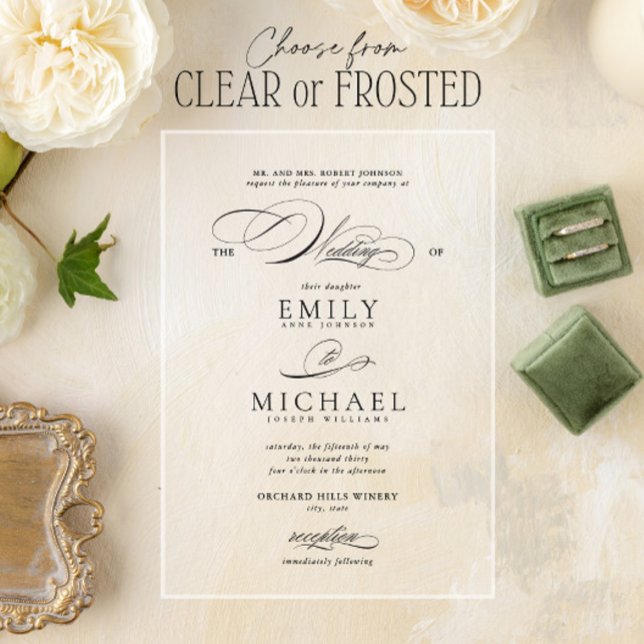 Modern Classic Elegant Script Wedding Acrylic Invitations (Creator Uploaded)