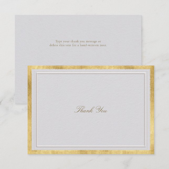 Modern Classic Elevated Gold Ivory Formal Wedding Thank You Card (Front/Back)