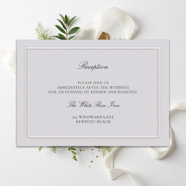 Modern Classic Elevated Ivory Wedding Reception Enclosure Card (modern classic wedding reception details double frame elevated ecru formal traditional calligraphy)