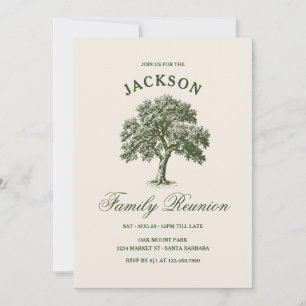 Modern Classic Family Reunion Tree Gingham Invitation
