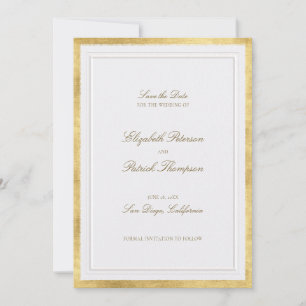 Modern Classic Faux Gold Pearl Formal Wedding Save The Date