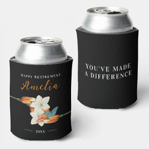 Modern Classic Feminine Black White Lily Floral Can Cooler