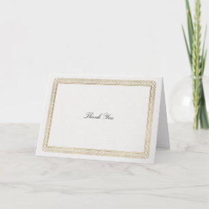 Modern Classic Formal Golden Lys Ivory Wedding Thank You Card